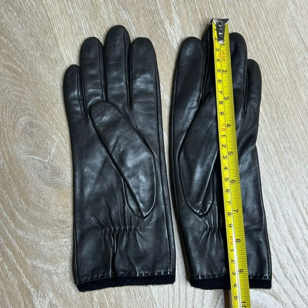 Vintage, Expresso Brown Genuine Leather Gloves, Knit Interior, Top Seam, Medium
